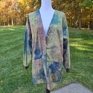 Cotton Scrubs Co Watercolor Ladies Scrub Lab Coat Snap Closure Big Pockets Med